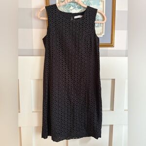 Alfred Sung Sleeveless Black Eyelet Shift Dress Size 4